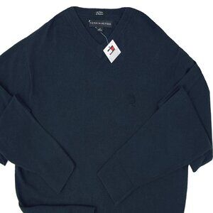 NEW Tommy Hilfiger Cashmere & Cotton Cashco Sweater!  Navy  Tommy Crest on Chest